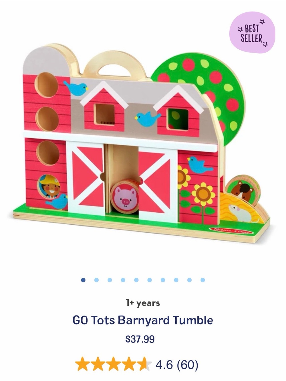 Melissa and Doug Barnyard Tumble Go Tots wooden toy toddler